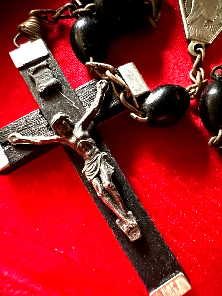 vintage rosary beads black made in Italy