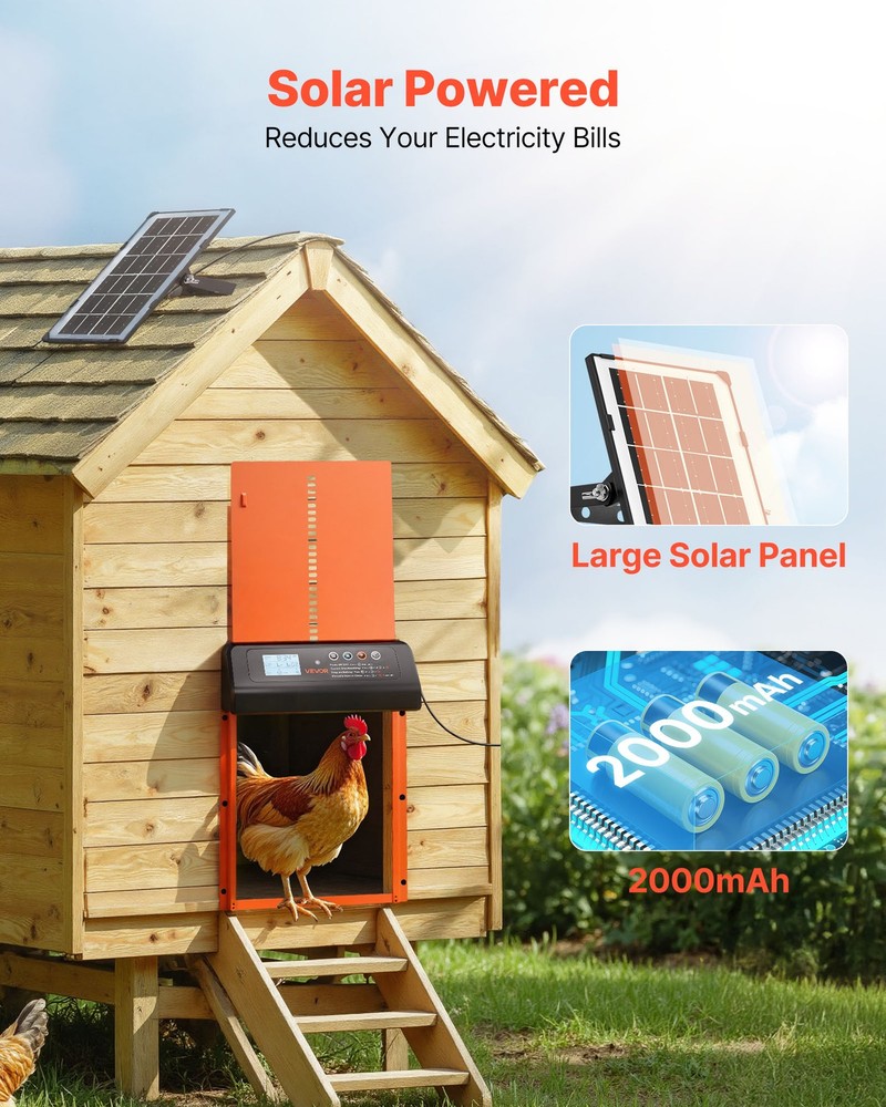 VEVOR DC & Battery Powered Automatic Chicken Coop Door Opener Light Sensor Timer