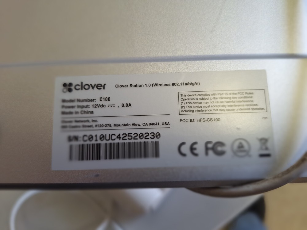 Clover Station 1.0 Model C100 POS Tablet Touchscreen Terminal