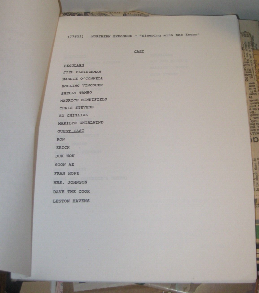 NORTHERN EXPOSURE ORIGINAL SCRIPT SLEEPING WITH THE ENEMY FINAL DRAFT SEASON 4