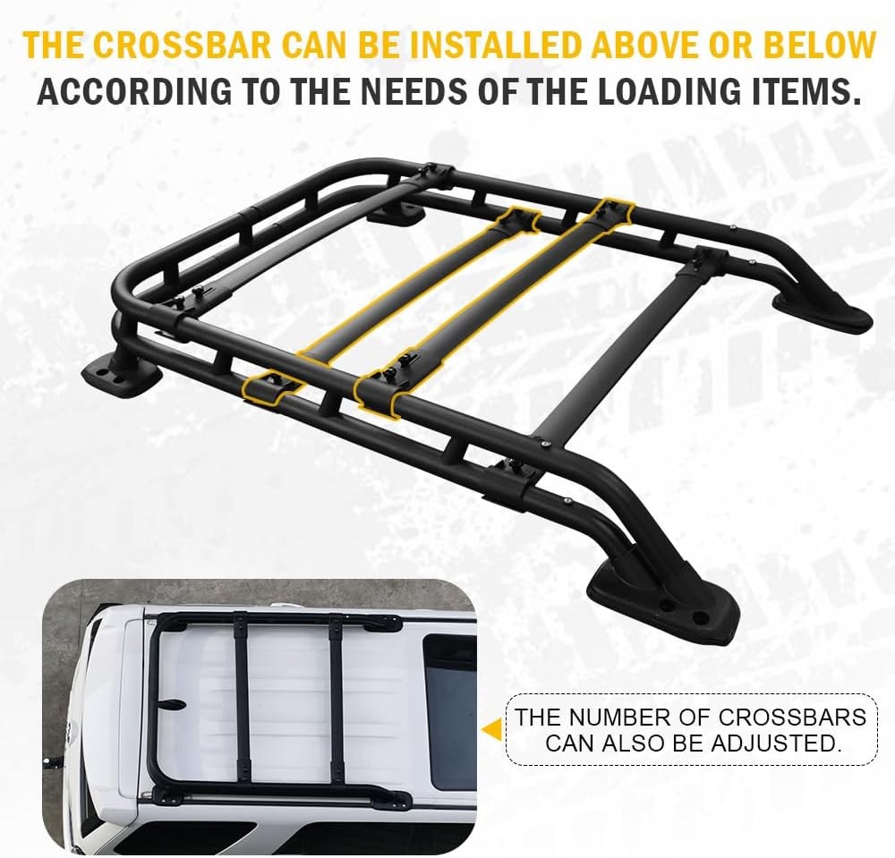 Roof Rack Basket Fit for 2010-2023 2024 Toyota 4Runner Rooftop Cargo Extra Bar