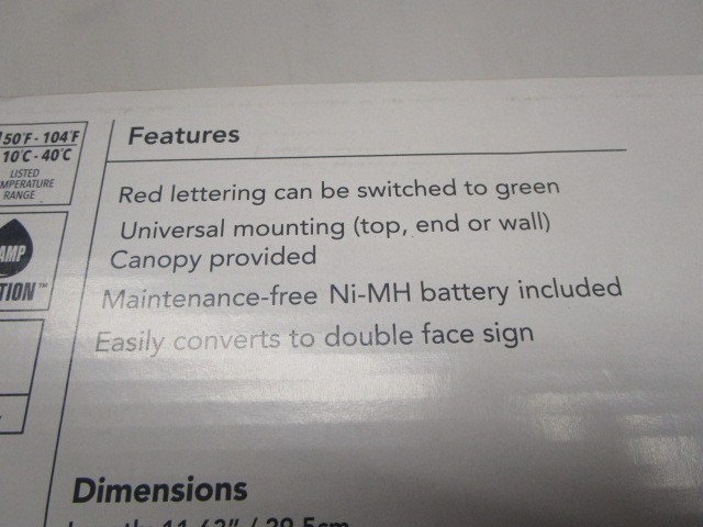 LITHONIA LIGHTING LED Exit Sign Red/Green Switchable EXRG EL M6 NEW