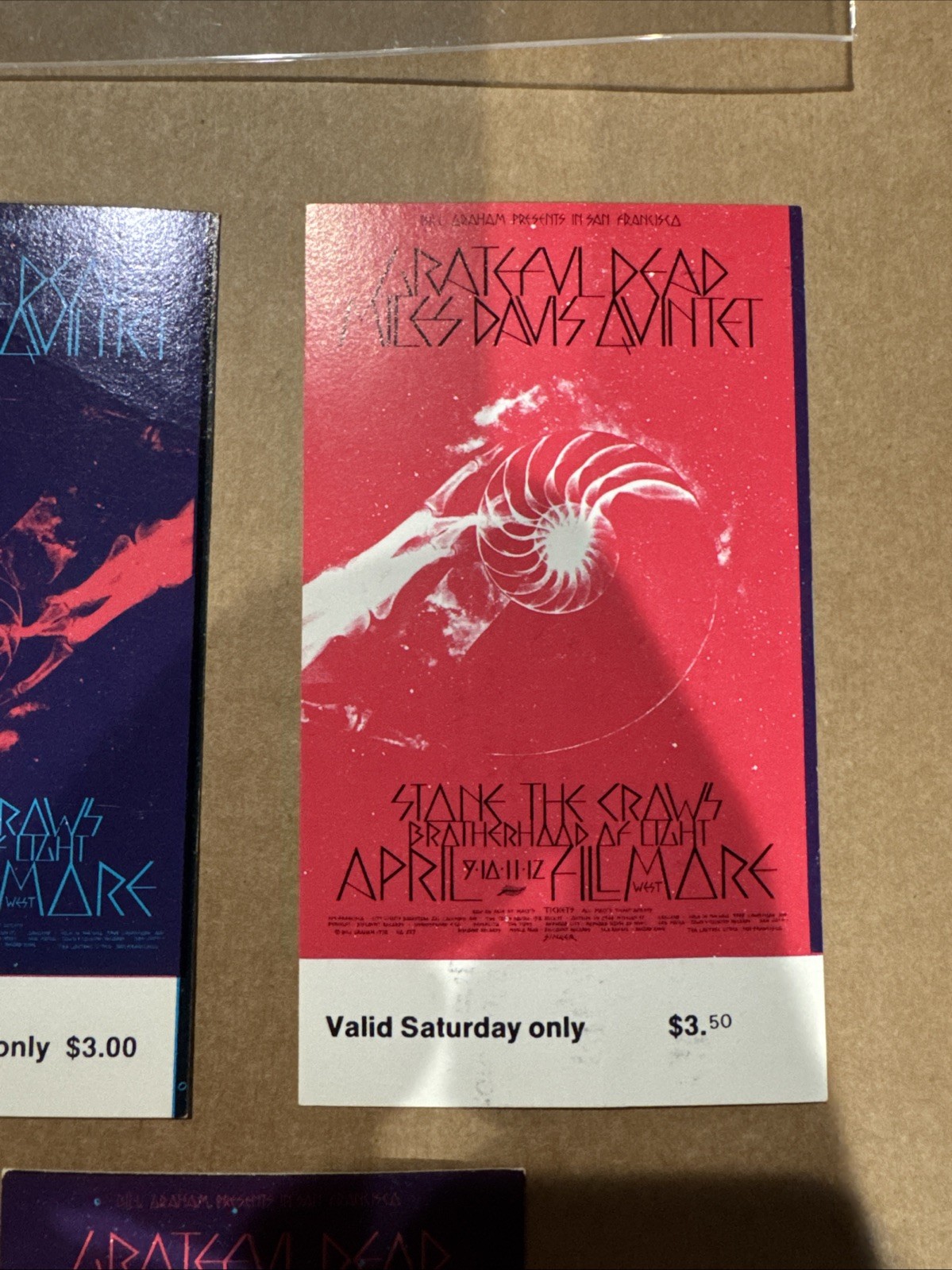 Grateful Dead BG-227 Tickets x 3 Miles Davis Quintet Jerry Garcia Fillmore West