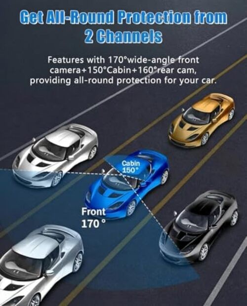 1080P Dash Camera for Car,Dash Cam Front and Inside with G-Sensor,3.16” black