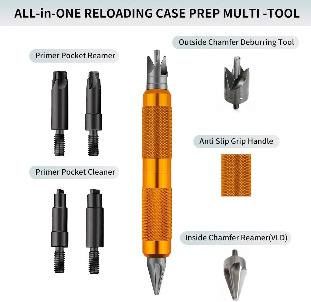 Case Prep Multi Tool Reloading Chamfer Deburring Reamer Cleaner for .17-.45 Cal