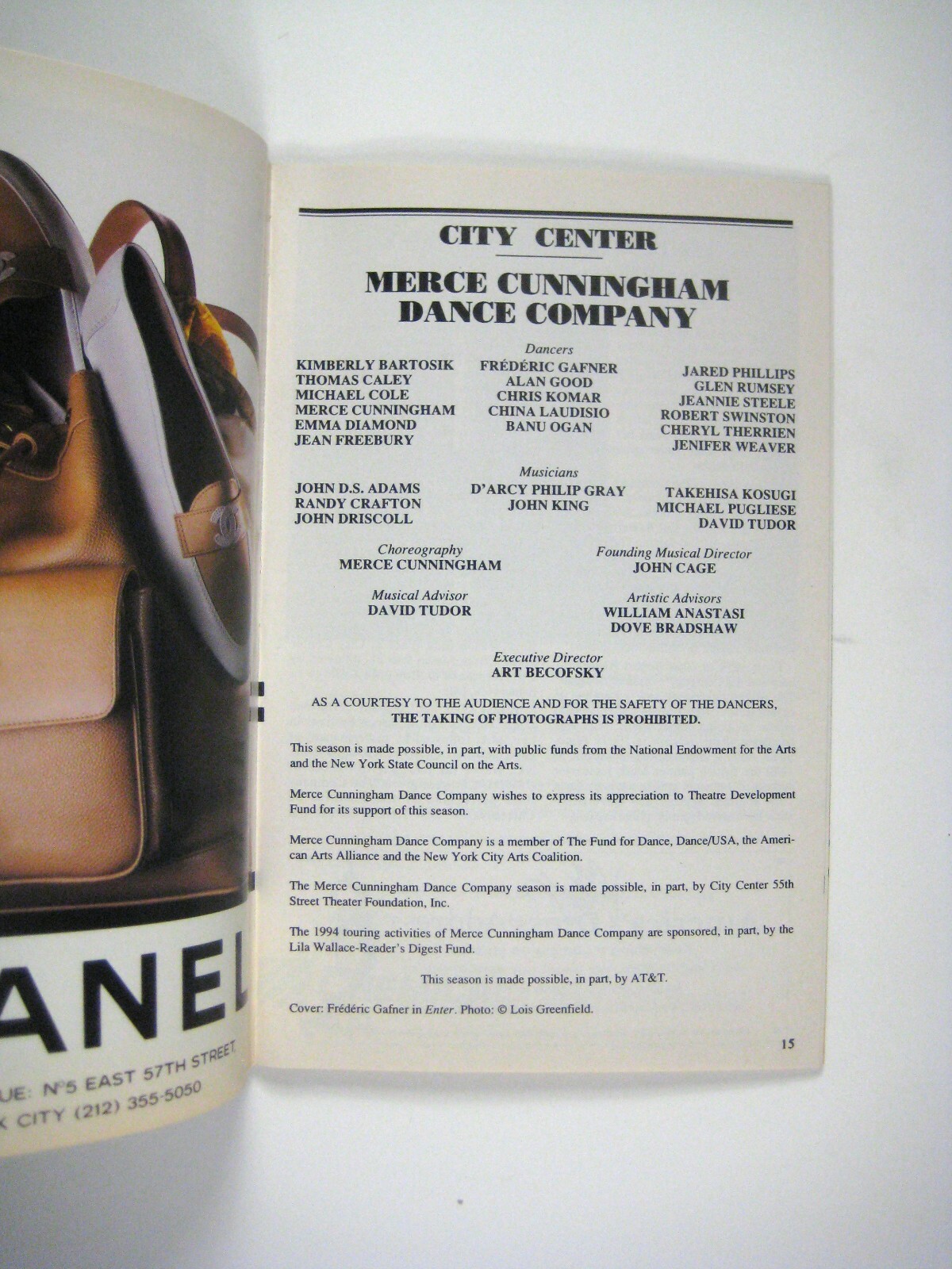 Merce Cunningham Dance Company Playbill March 1994 Roberts Swinston Steele