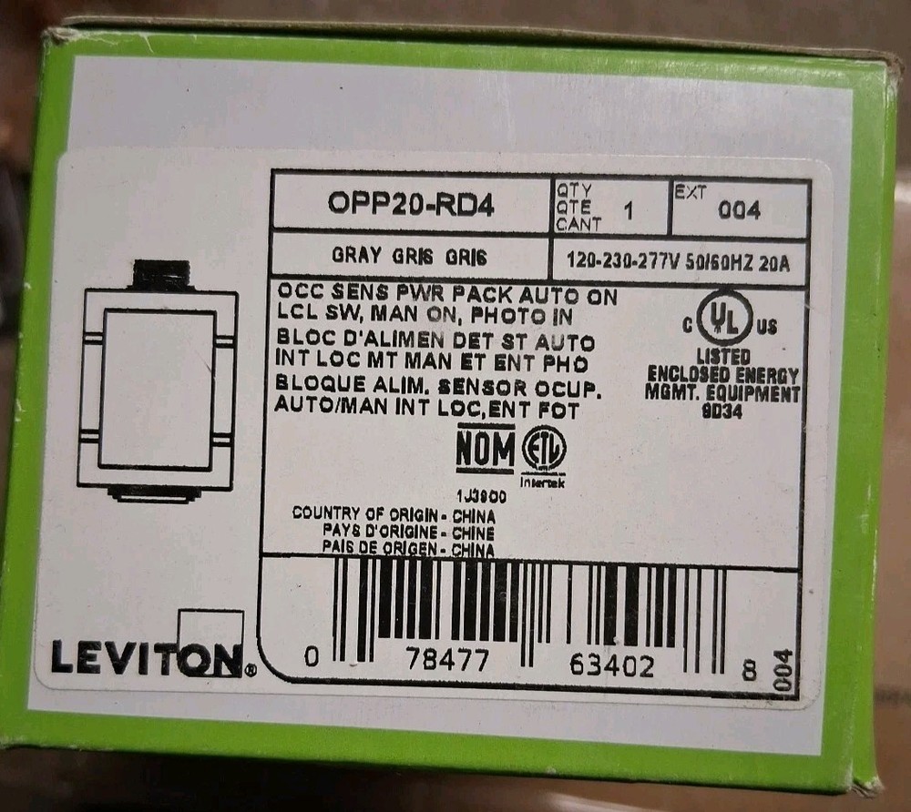 LEVITON OPP20-RD4 OCCUPANCY SENSOR POWER PACK, 120/277VAC INPUT, 24VDC OUT