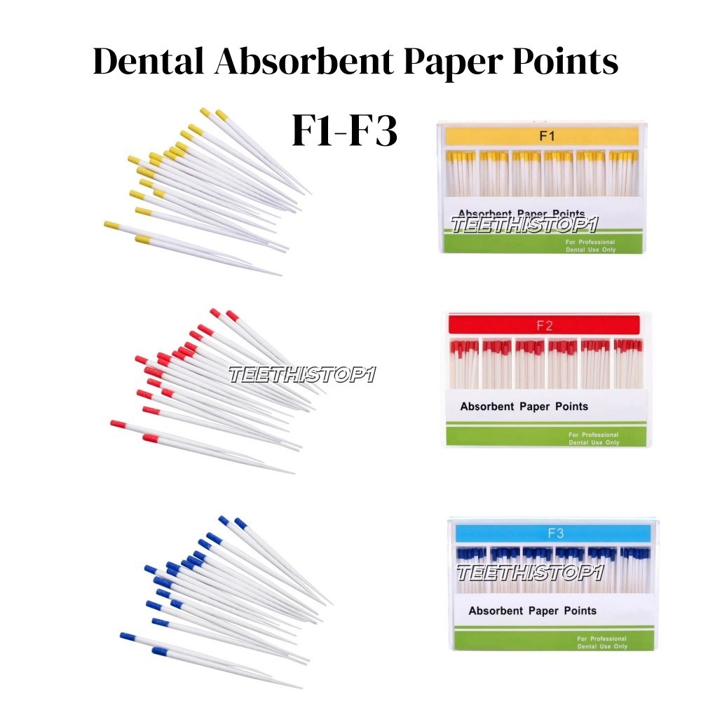 100/ Dental Endo Root Canal Absorbent Paper Points Taper Obturating Point F1-F3