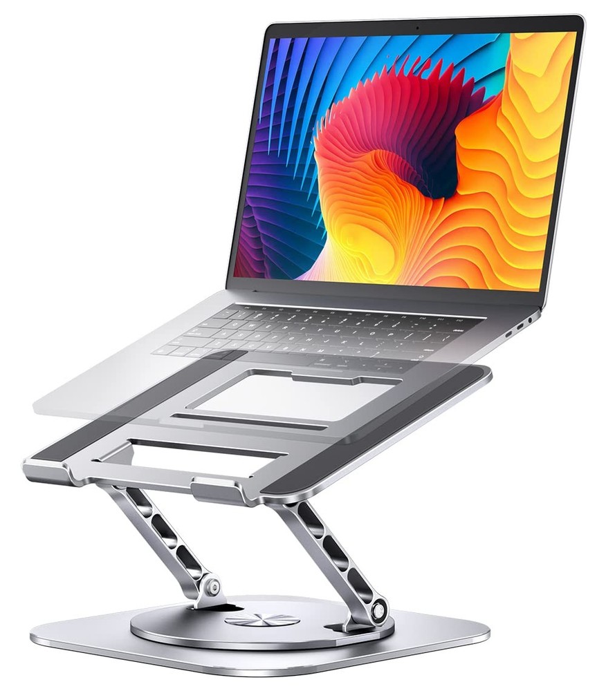 Adjustable Computer Stand with 360 Rotating Base, Ergonimic B-Silver