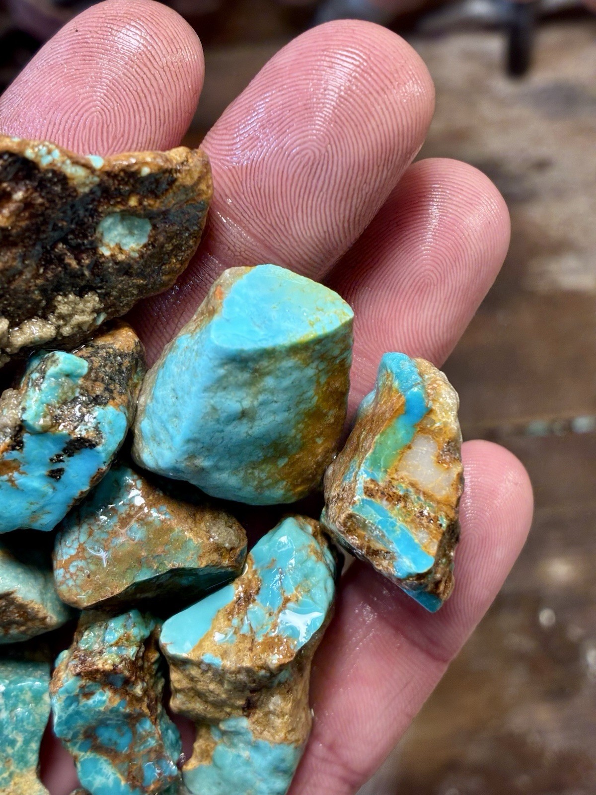 Turquoise Mountain - Kingman Blue Turquoise in Classic Red Matrix. 1 Lb.
