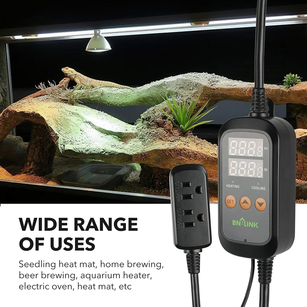 Digital Temperature Controller Heating Cooling Outlet Thermostat Plug -40-176°F