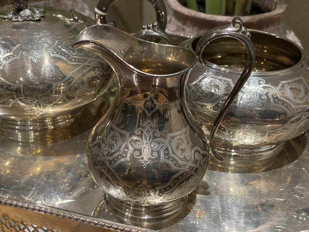 Antique Victorian Silver-Plated Tea Set