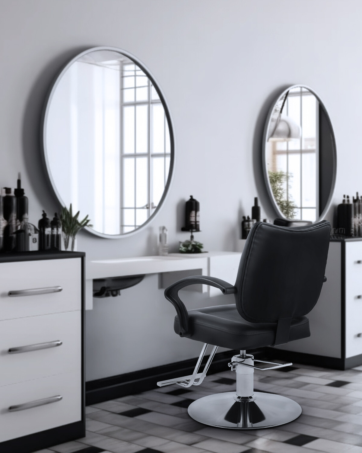 CO-Z Salon Chair for Hair Stylist w 360° Swivel Classic Barber Chair 550lb. Cap