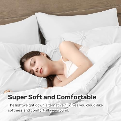 Queen Comforter Set White - Soft Pintuck Down Queen(92“x88“) 01 White