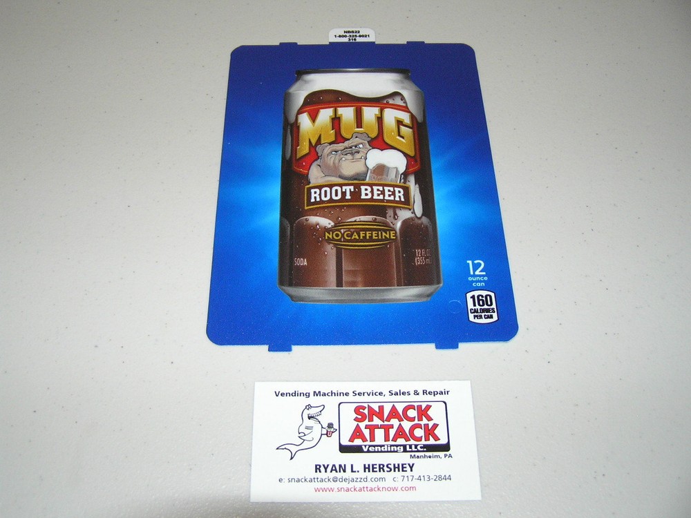 DIXIE NARCO 501E & 276E HVV SODA VENDING MACHINE "MUG ROOT BEER" CAN VEND LABEL