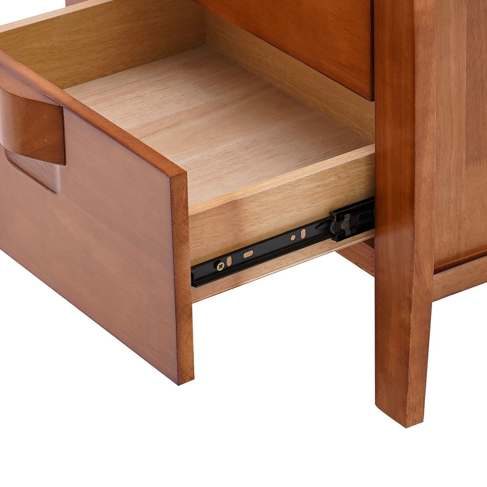 Walnut Nightstand, Bedside Table, Sofa Side Table, Storage Cabinet W/ 2 Drawers