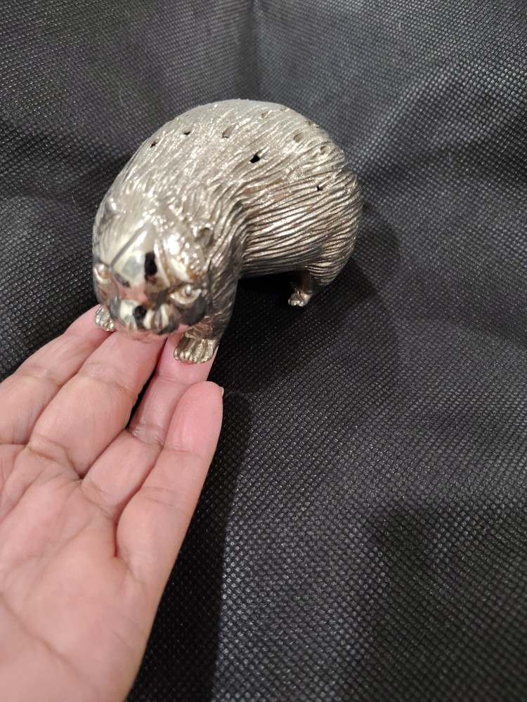 Silverplate Vintage Porcupine Charcuterie Toothpick Holder Housewarming Japan