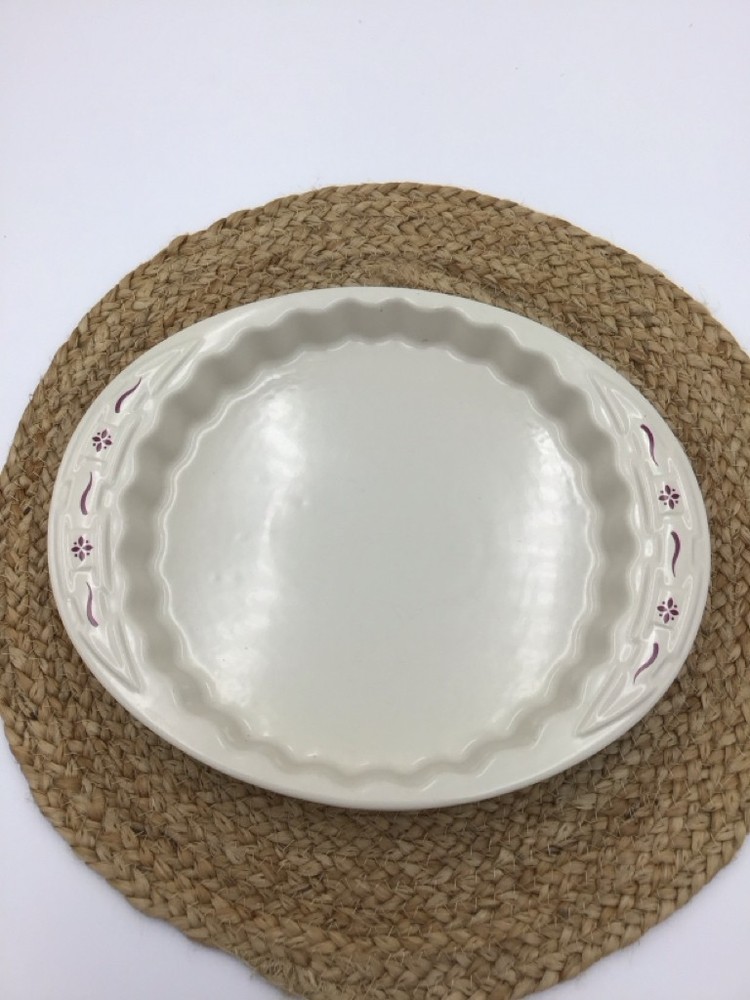 Longaberger Ivory Woven Traditions Quiche Dish