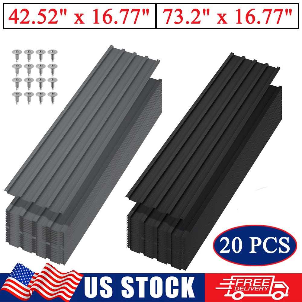 20 PCS Roof Panels Galvanized Steel Hardware Metal Roofing Sheets Wall Panels US