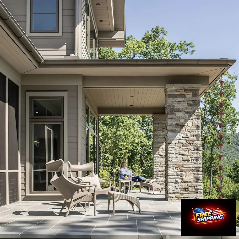 Copper Plated Rain Chain 8ft Lotus Cups Decorative Gutter Downspout