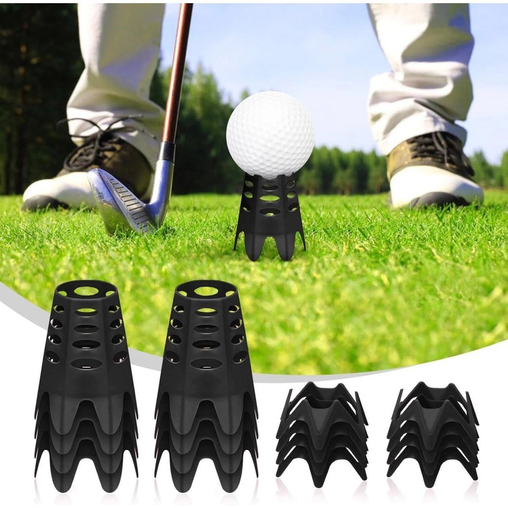 24-Piece Adjustable Golf Tees Plastic Black for Simulator and Practice Mat