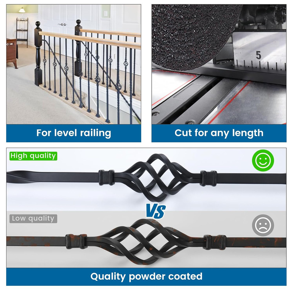 Deck Railing Bracket Kit with 10-Pack 44'' Single Basket Stair Balusters