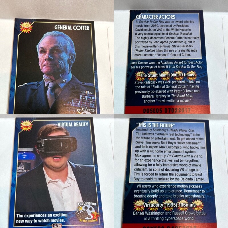 On Cinema at the Cinema Second Edition 2 Trading Cards You Pick 'Em