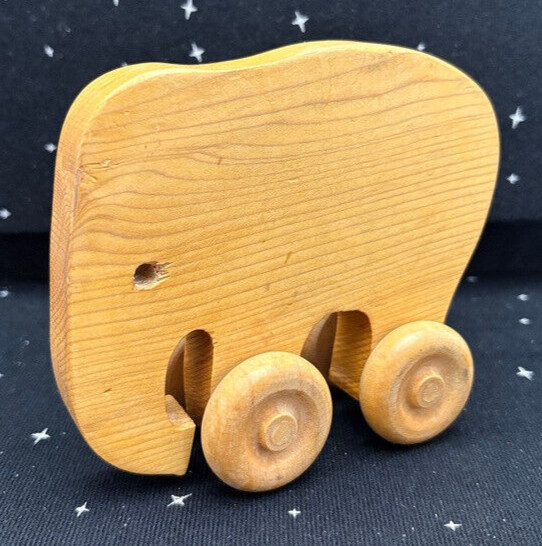 VTG Wood Elephant Pull Toy 5"
