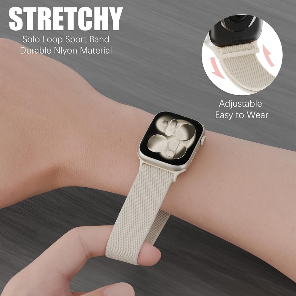 Adjustable Soft Nylon Strap Compatible with Apple Watch Series 7 44mm