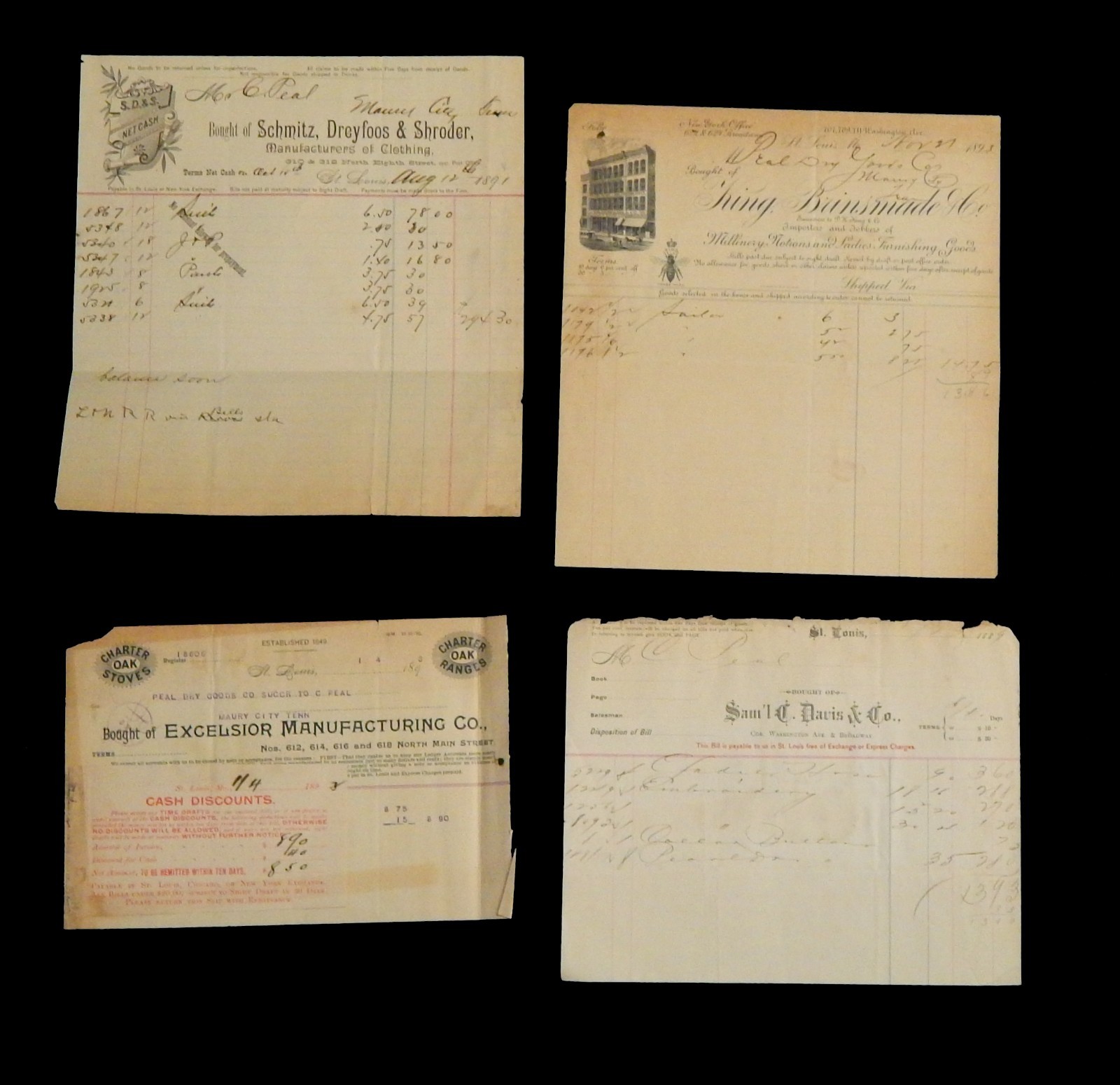 (24) c 1890 ADVERTISING EPHEMERA DOCUMENTS BUSINESS LETTER MISSOURI