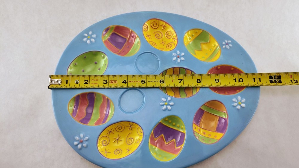 Deviled Egg Tray Platter Kitschy MWW Market Ceramic Plate Easter Holiday
