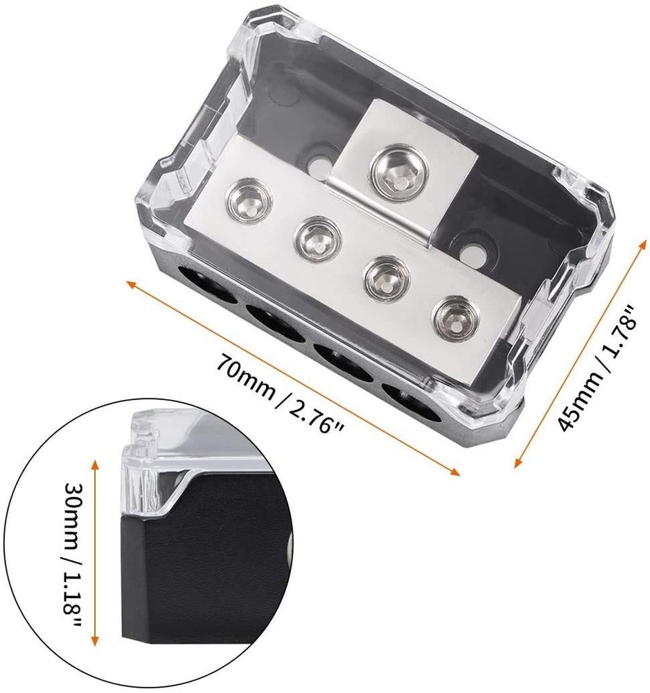High-Performance 4-Way Power Distribution Block for Car Audio Systems - 2 Pack