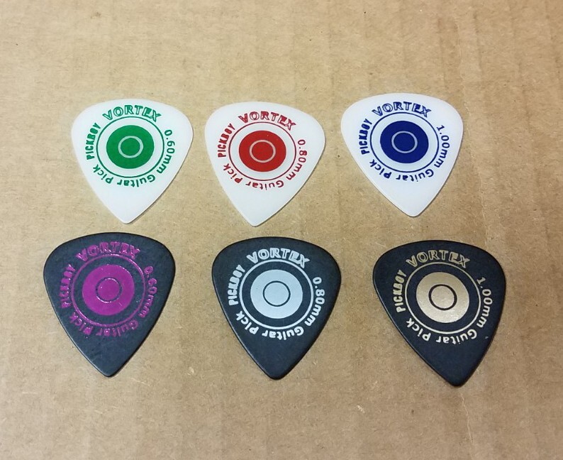 Lot of 6 Pickboy VORTEX PolyAcetal Guitar Picks Black/White Sampler Discontinued