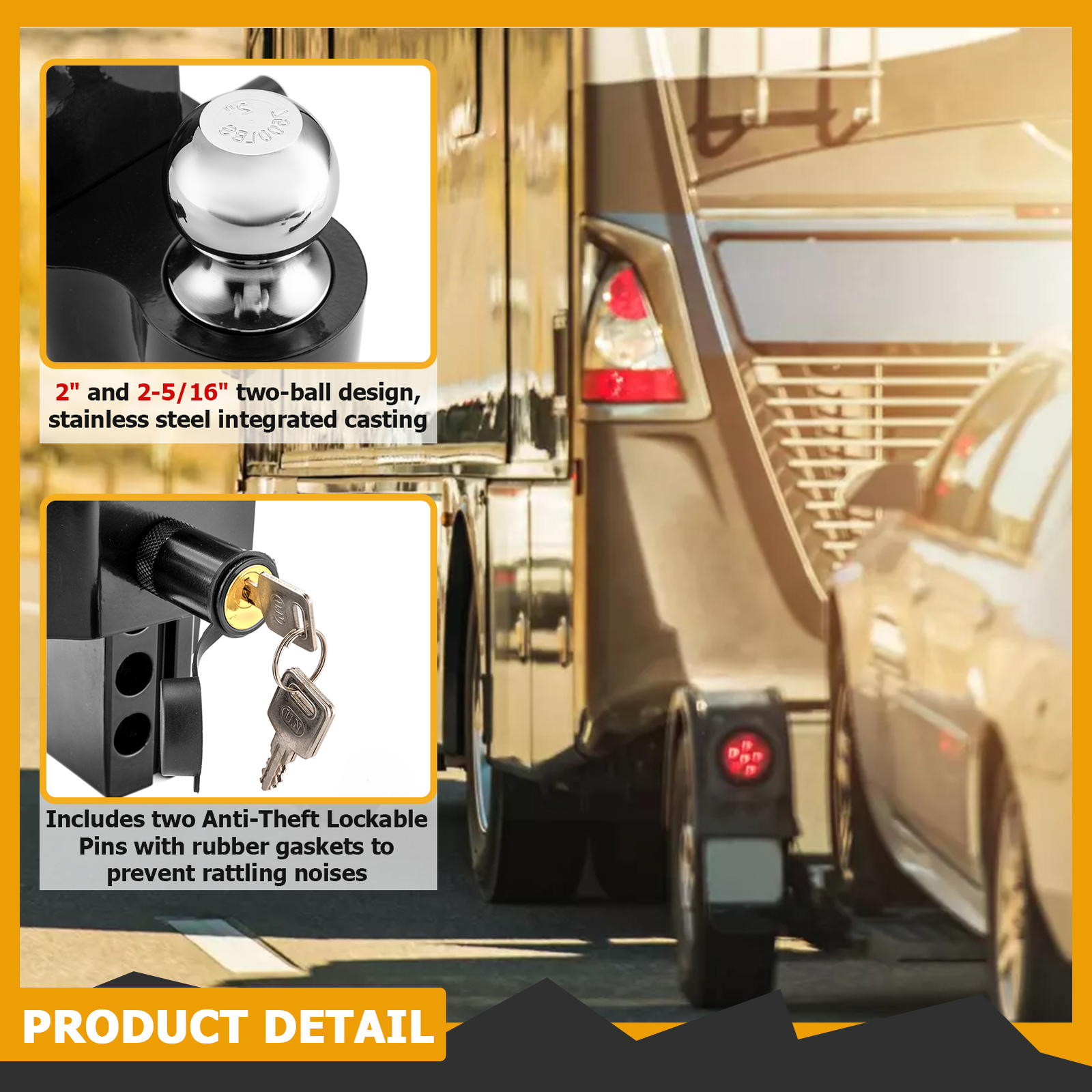 2'' Receiver 6'' Drop Hitch Ball Mount For Chevy Silverado GMC Sierra 1500 2500