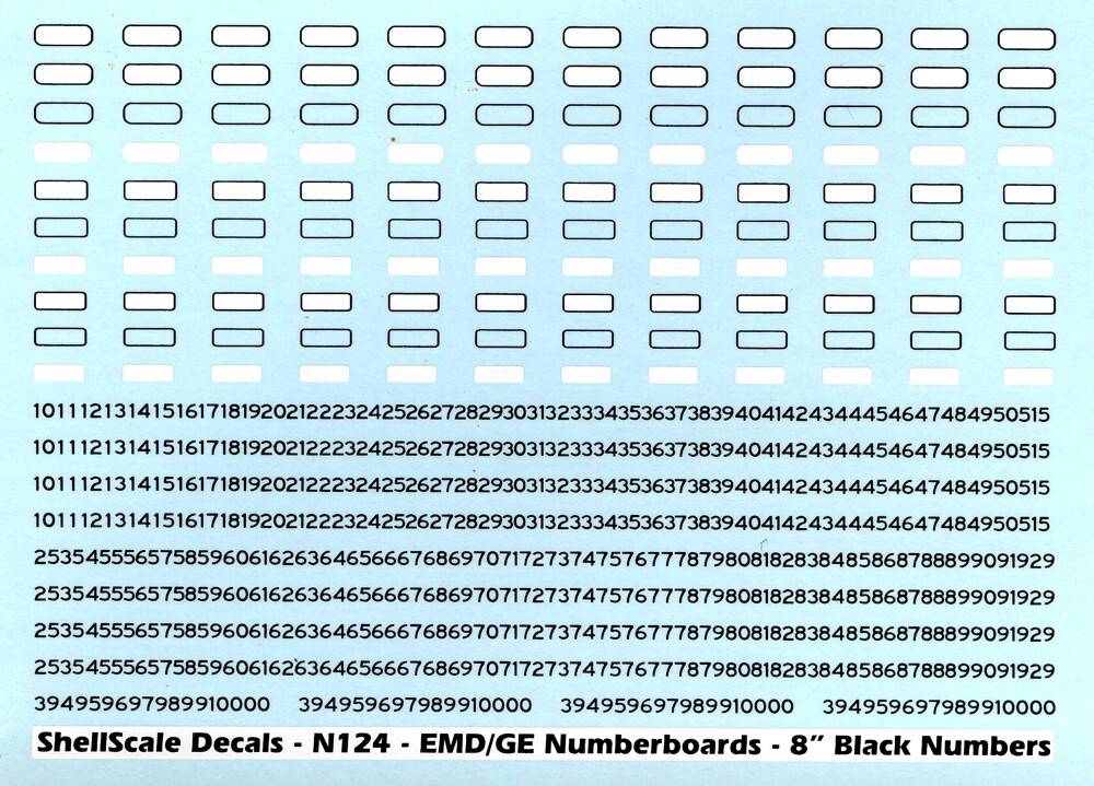 N124 - 8 Inch NS/CR Style Number Board DECALS - ShellScale Decals
