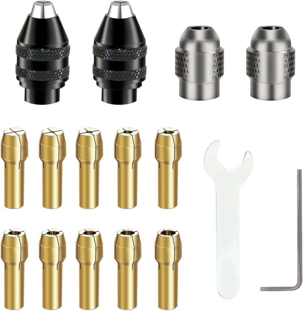 Drill Chuck Collet Set for Dremel,16PCS 0.8-3.2Mm Replacement 4486 Drill Keyless