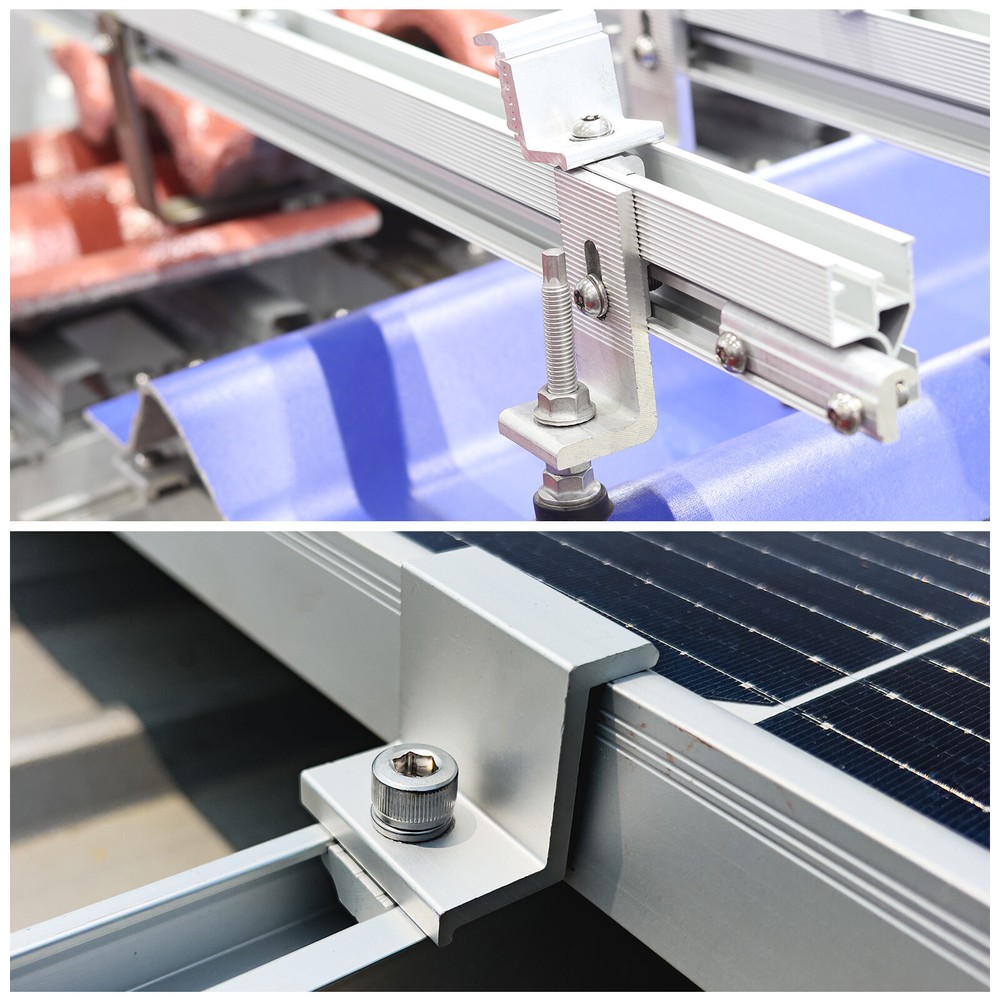 24Pcs Solar Panel Middle Clamp 35mm Aluminium Solar Panel Mount Mid Clips HOT