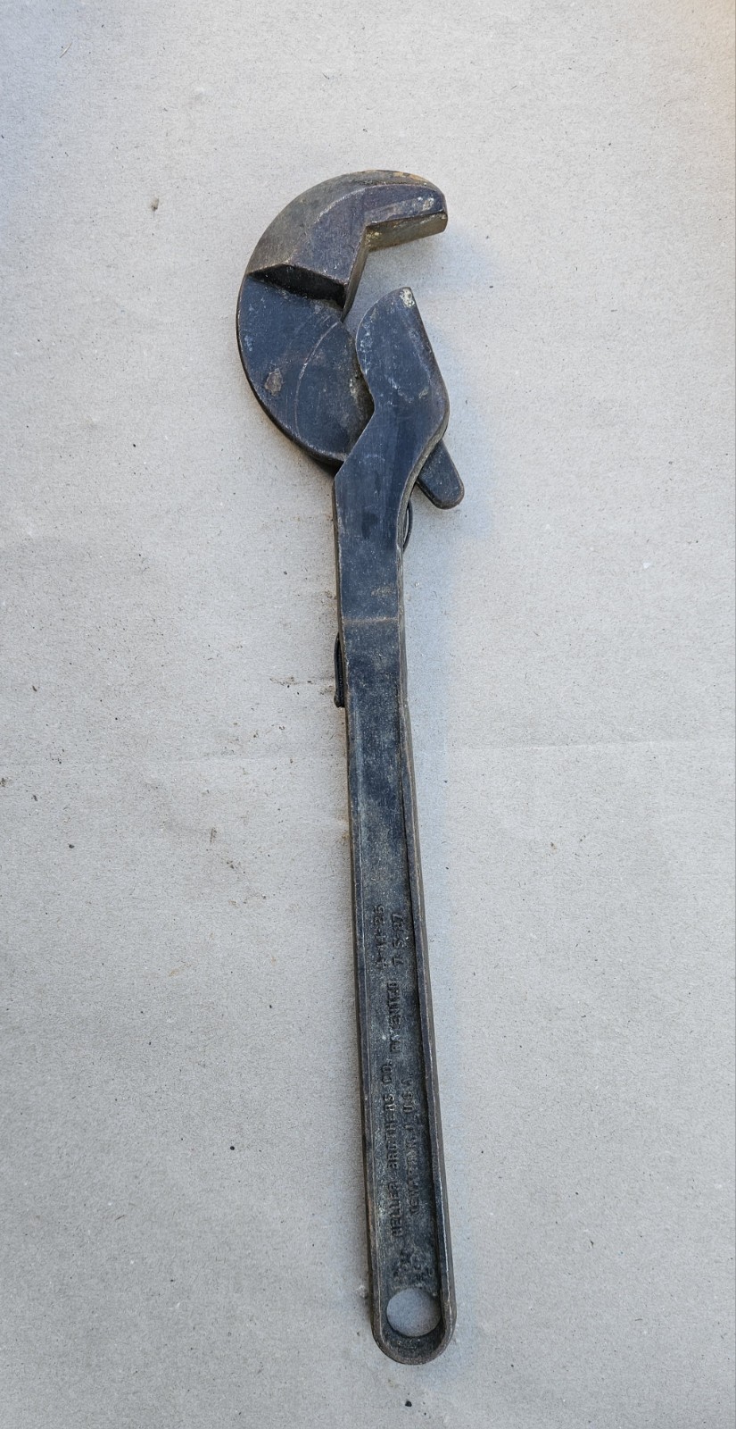 VERY RARE 18" Heller Bros. Masterench Adjustable Wrench, Smooth Jaw, Vintage USA