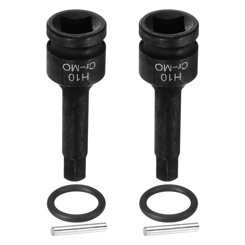 2pcs 1/2" Drive Impact Hex Bit Socket 10mm Metric CR-MO Steel Hexagonal Socket