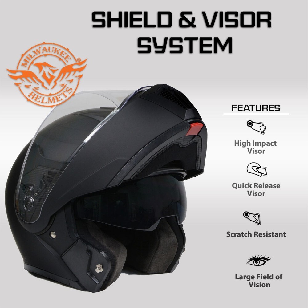 Milwaukee Helmets MPH9812DOT Menace Advanced Modular Helmet with Drop Down Visor