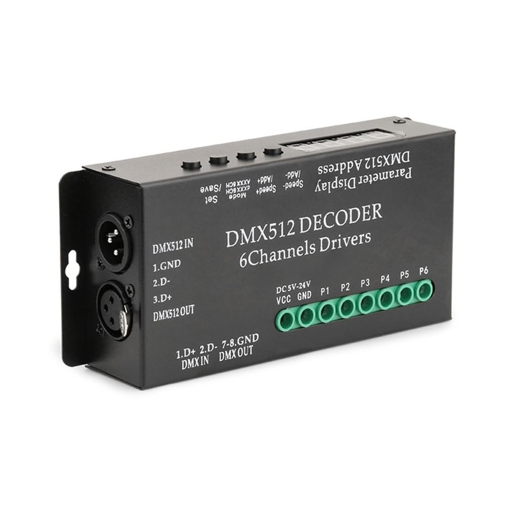 Aboiled DMX512 Decoder - 6-Way Console Dimmer Bar Lights Tape Lights 5V to 24...