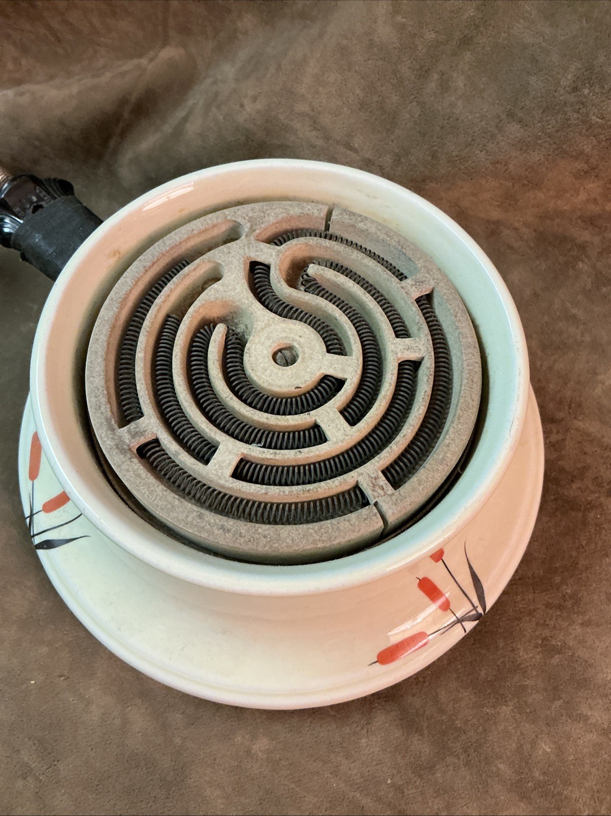 1930s universal porcelain Cattail pattern Westinghouse coffee warmer hot plate