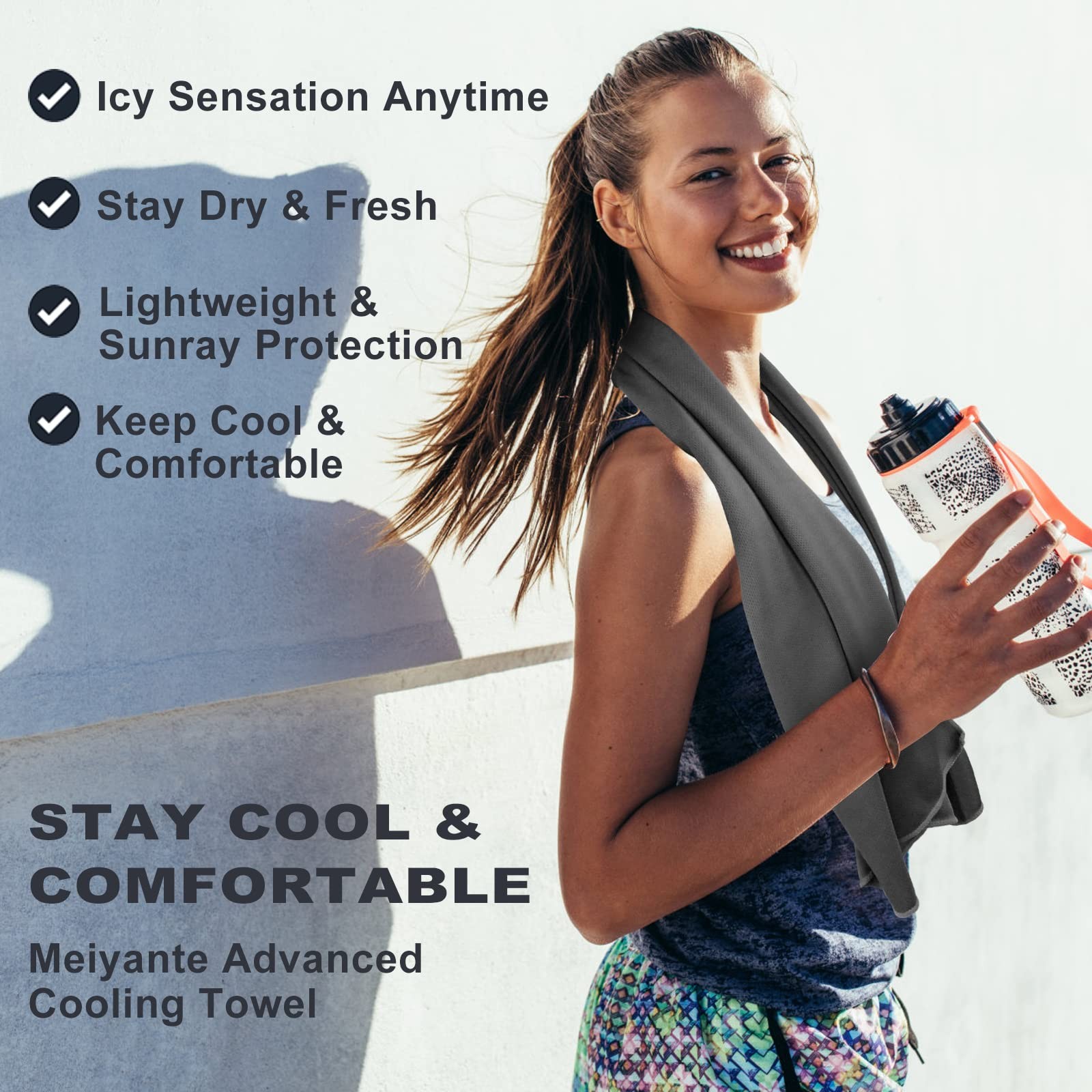 Cooling Towel Ice Cold Wrap for Neck Face Sports Gym Summer Heat