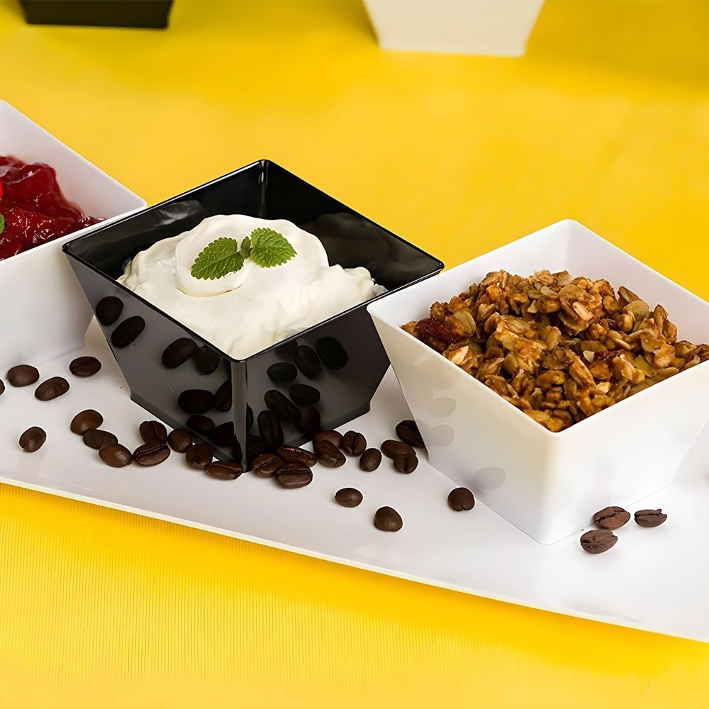 Lillian Tablesettings Plastic 8 oz Rectangles Servingware | Pack of 20 Party...
