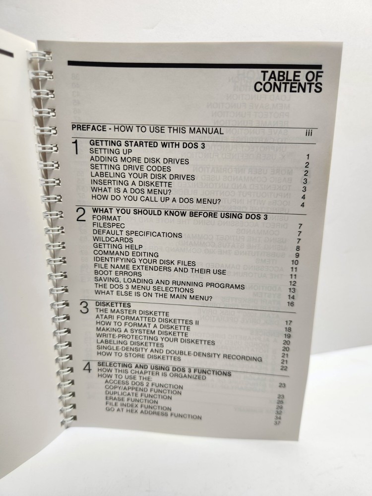 ATARI Disk Operating System Reference Manual DOS 3 Spiral Bound Vintage 1983
