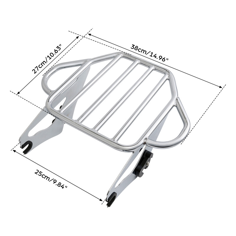 Chrome Sissy Bar Luggage Rack Backrest Docking Kit Fit For Harley Touring 09-13