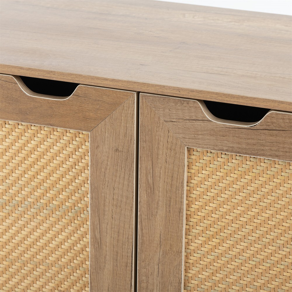 Set of 2 Rattan Storage Cabinet Kitchen Sideboard Buffet Cupboard Console Table