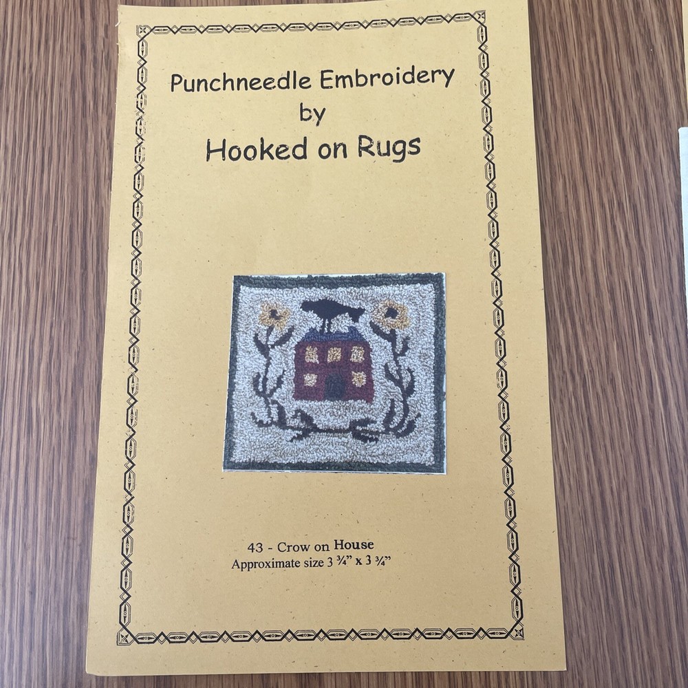 Hooked On Rugs Punchneedle Embroidery Pattern Crow On House Primitive Craft