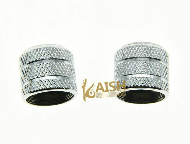 KAISH 2-Pack Chrome Push On 6mm Guitar Abalone Top Dome Knobs Bass Tele Knobs