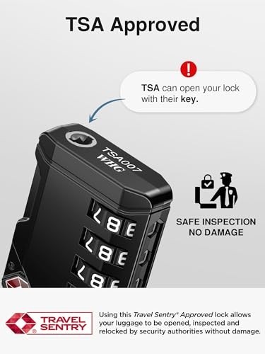 6 Pack TSA Approved Luggage Locks - 4 Digit Resettable Travel Combination Code,